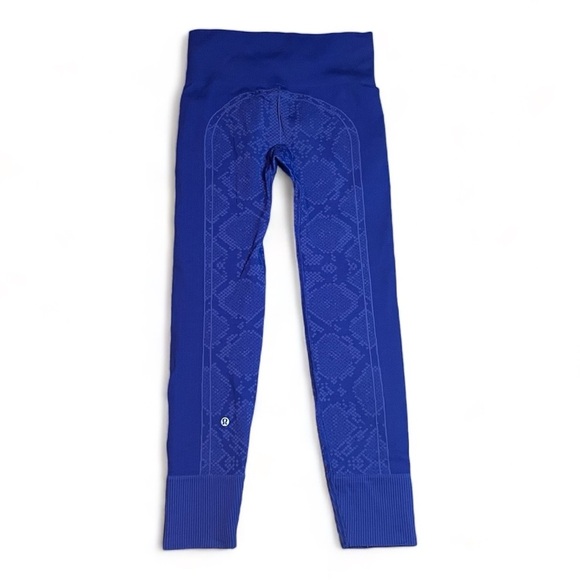 LULULEMON Ebb To Street Pant Leggings Heathered Sapphire Blue‎ Size 8 Workout - Picture 1 of 5